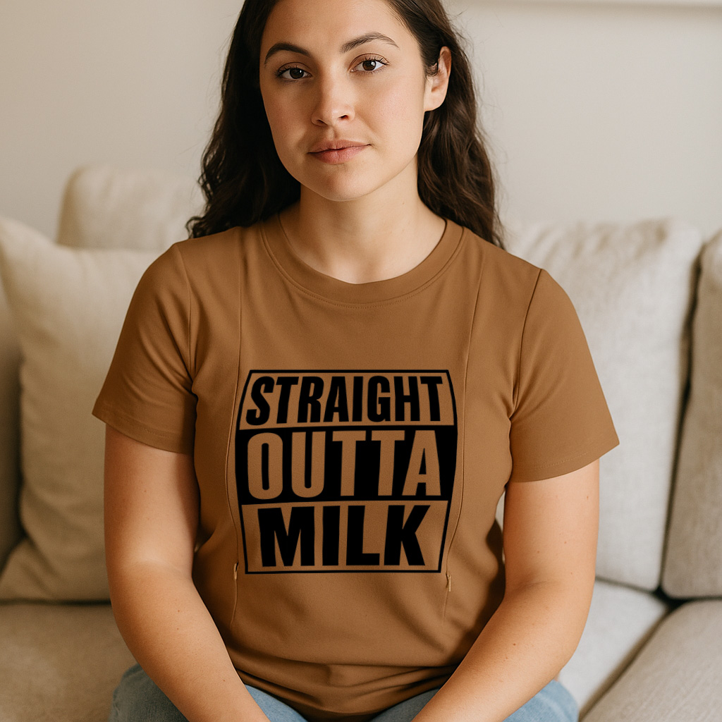 Side Zipper Nursing Top | Straight Outta Milk Slogan |  | brand