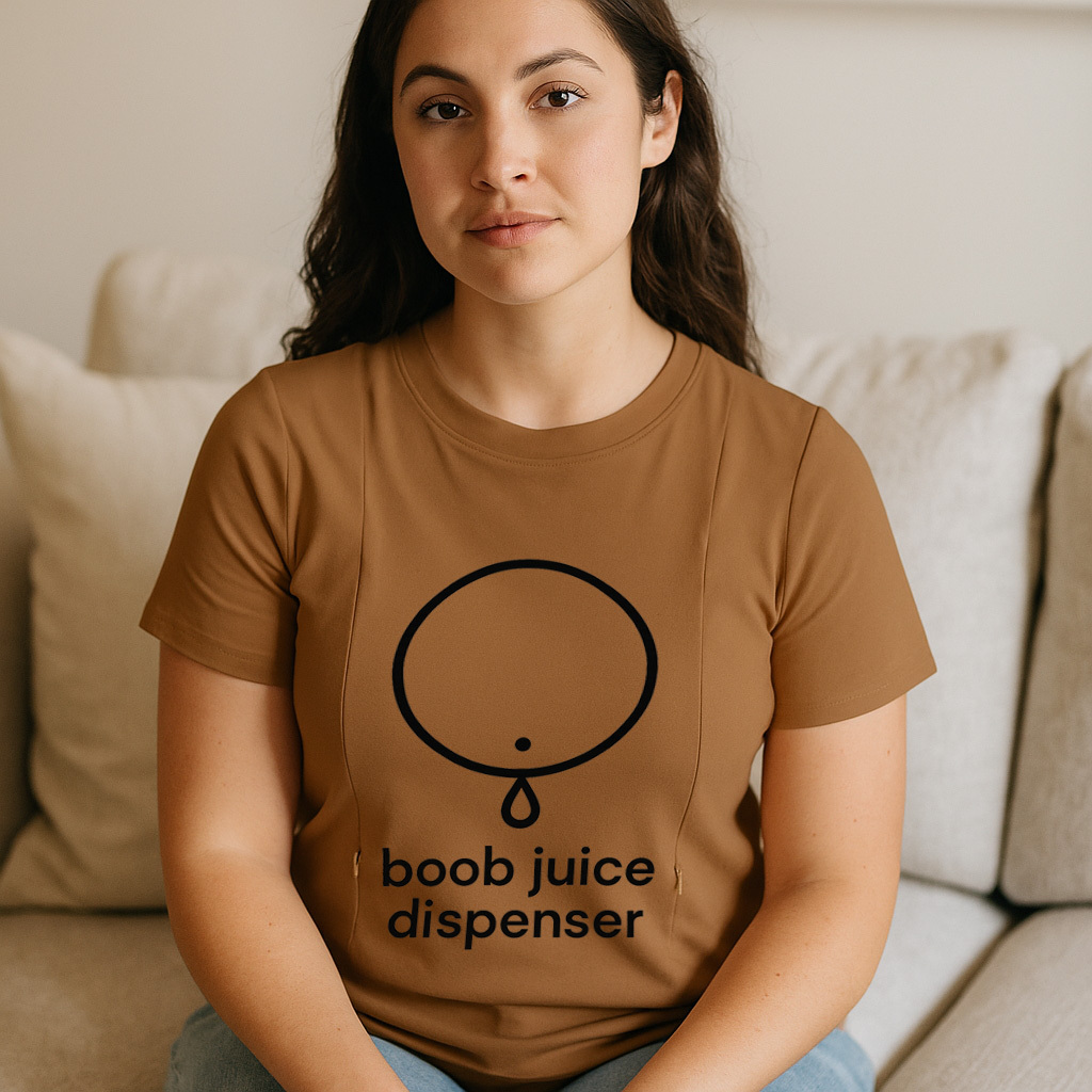 Soft Cotton Nursing Tee | Boob Juice Dispenser | Discre | brand