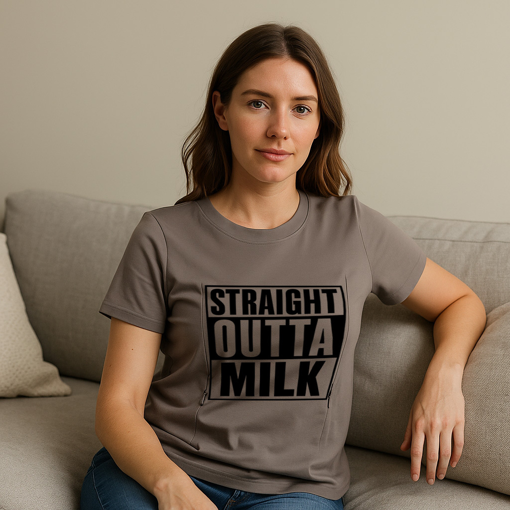 Side Zipper Nursing Top | Straight Outta Milk Slogan |  | brand