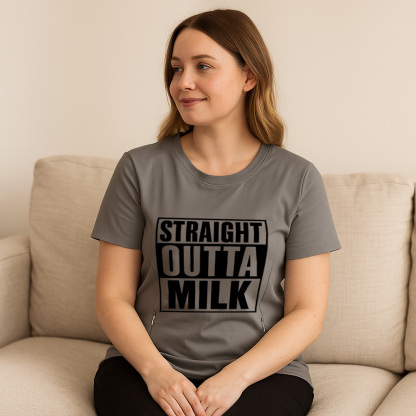 Side Zipper Nursing Top | Straight Outta Milk Slogan |  | brand