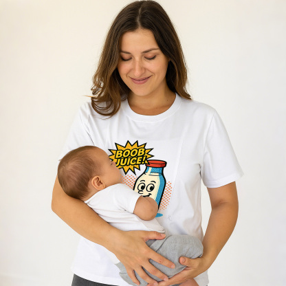 Boob Juice Graphic Tee for Moms | Hidden Zippers for Ea | brand