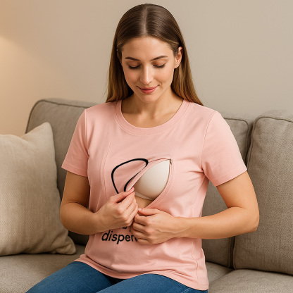 Soft Cotton Nursing Tee | Boob Juice Dispenser | Discre | brand