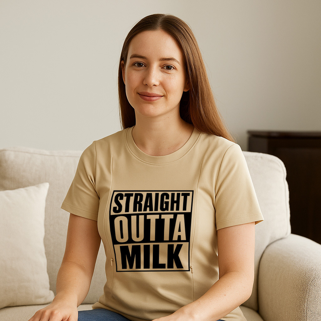 Side Zipper Nursing Top | Straight Outta Milk Slogan |  | brand