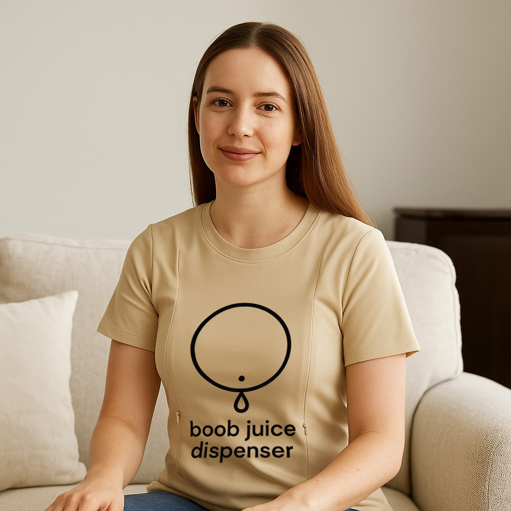 Soft Cotton Nursing Tee | Boob Juice Dispenser | Discre | brand