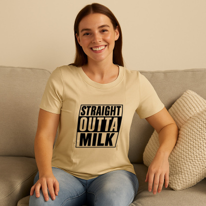 Side Zipper Nursing Top | Straight Outta Milk Slogan |  | brand