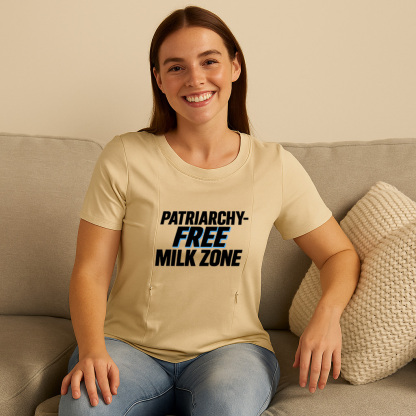 Soft Cotton Nursing Tee | Patriarchy-Free Milk Zone | D | brand