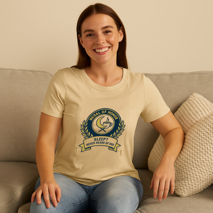 "Sleep? Never Heard of Her" Tee | Discreet Zippers for  | brand