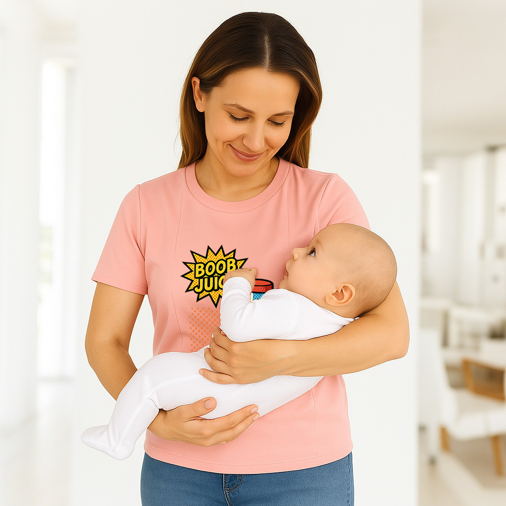Boob Juice Graphic Tee for Moms | Hidden Zippers for Ea | brand