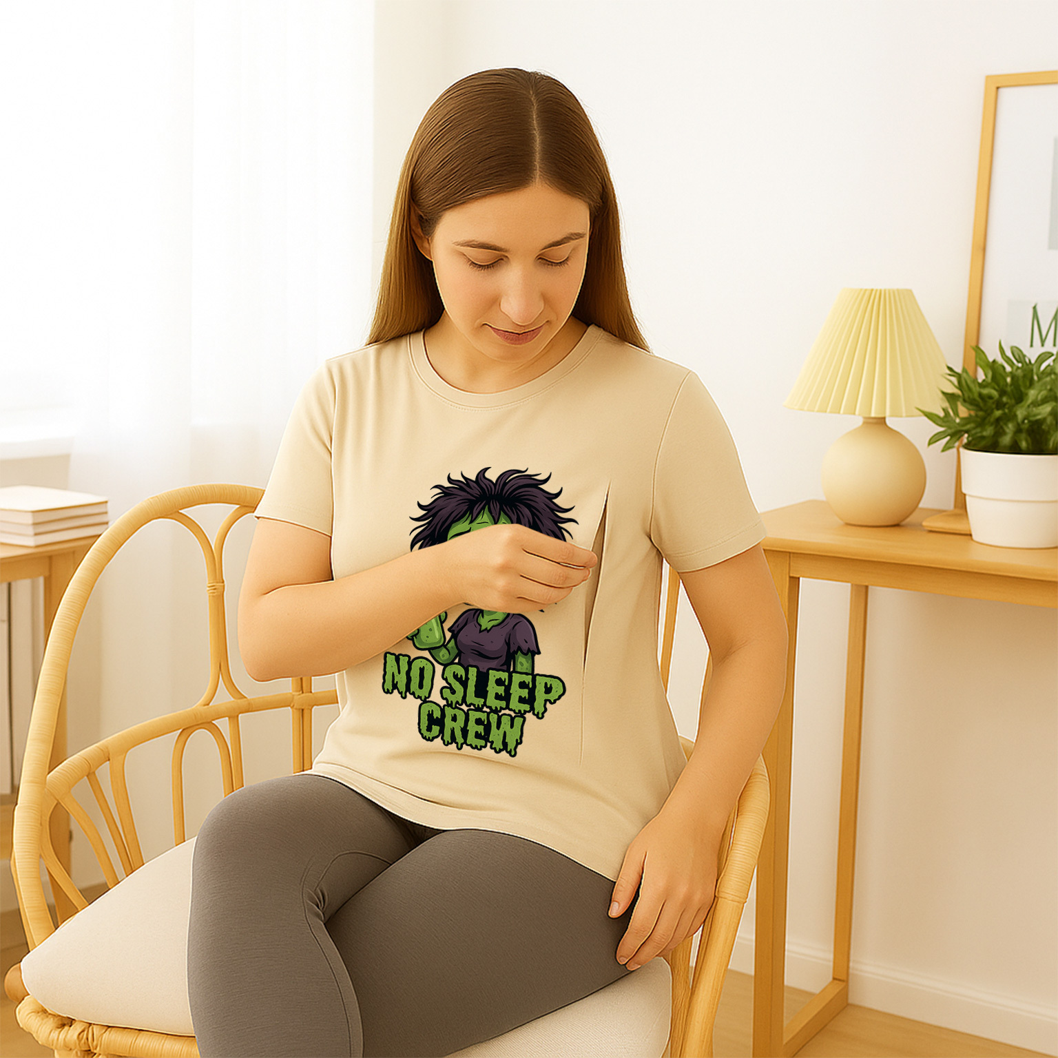 Breastfeeding T-Shirt with Zippers | "No Sleep Crew" Co | brand