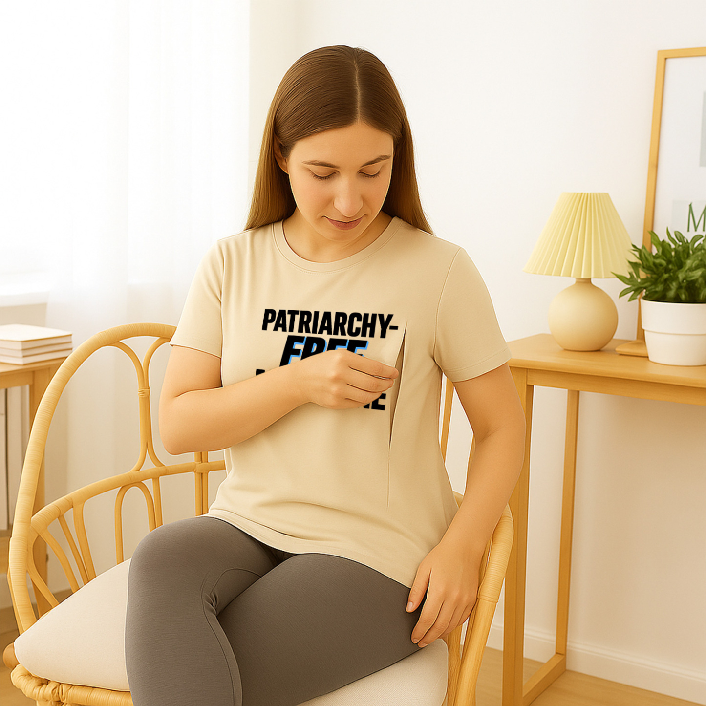 Soft Cotton Nursing Tee | Patriarchy-Free Milk Zone | D | brand