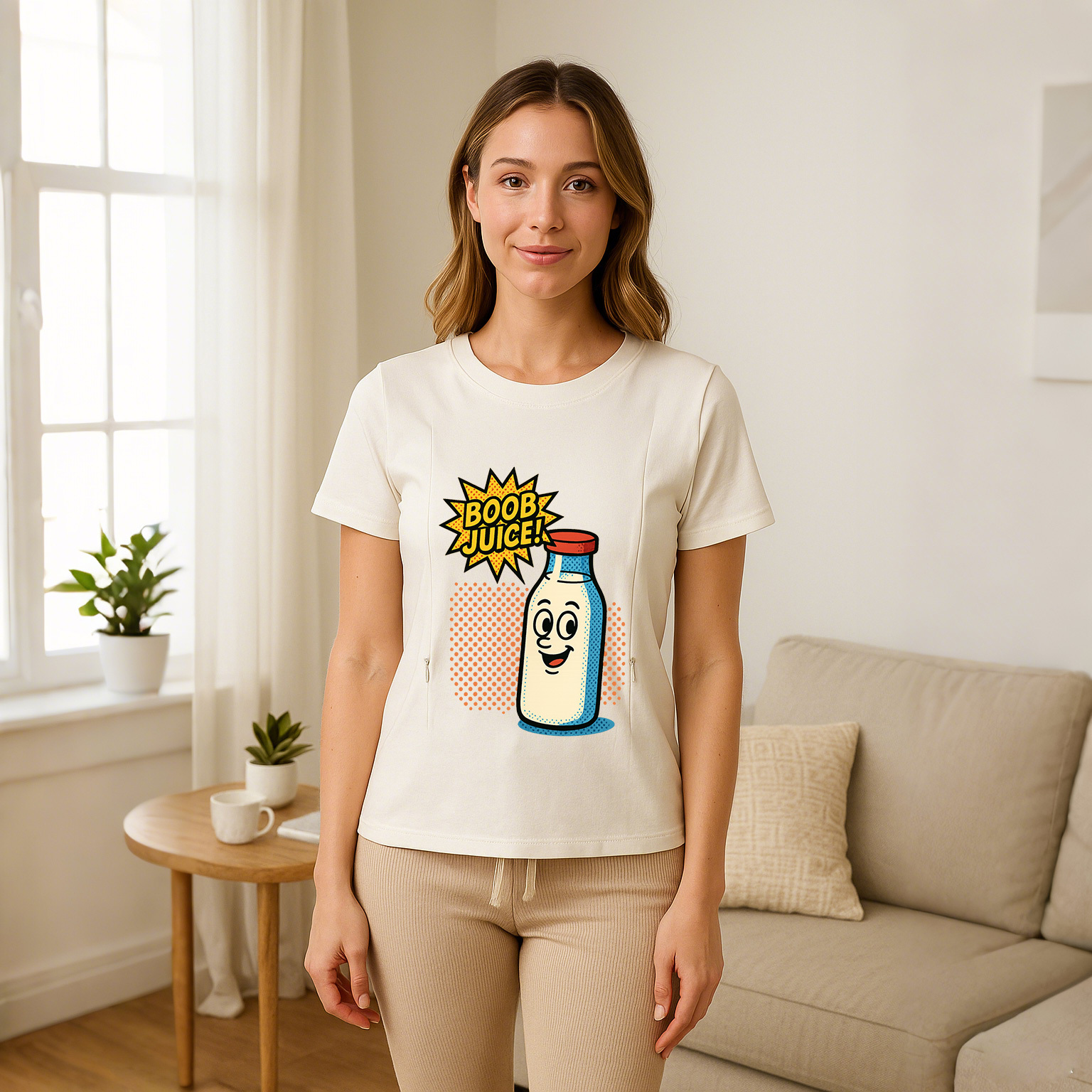 Boob Juice Graphic Tee for Moms | Hidden Zippers for Ea | brand