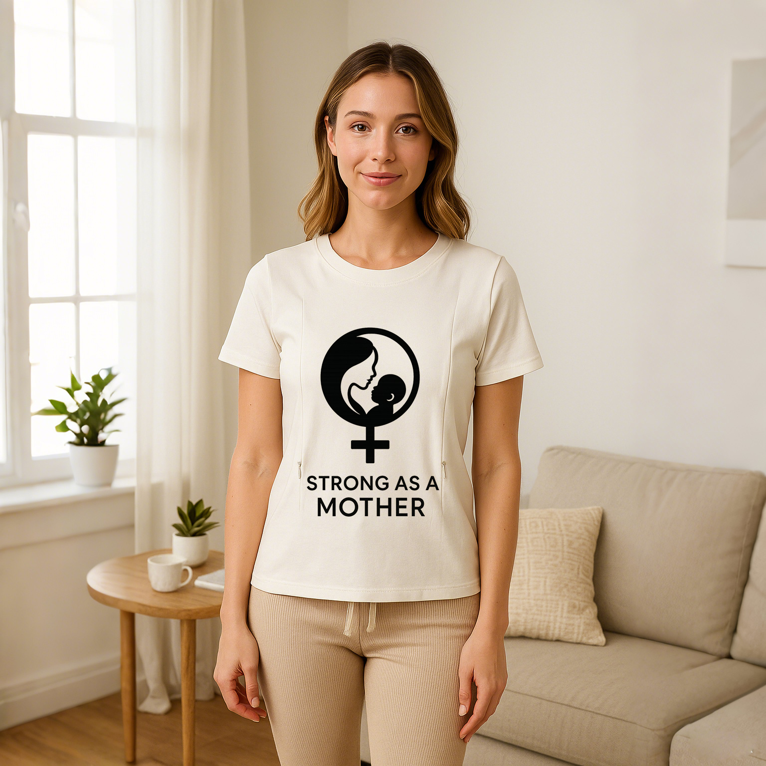 Strong as a Mother Graphic Tee for Nursing | Hidden Zip | brand