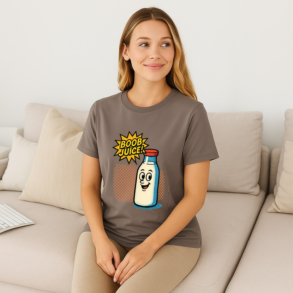 Boob Juice Graphic Tee for Moms | Hidden Zippers for Ea | brand