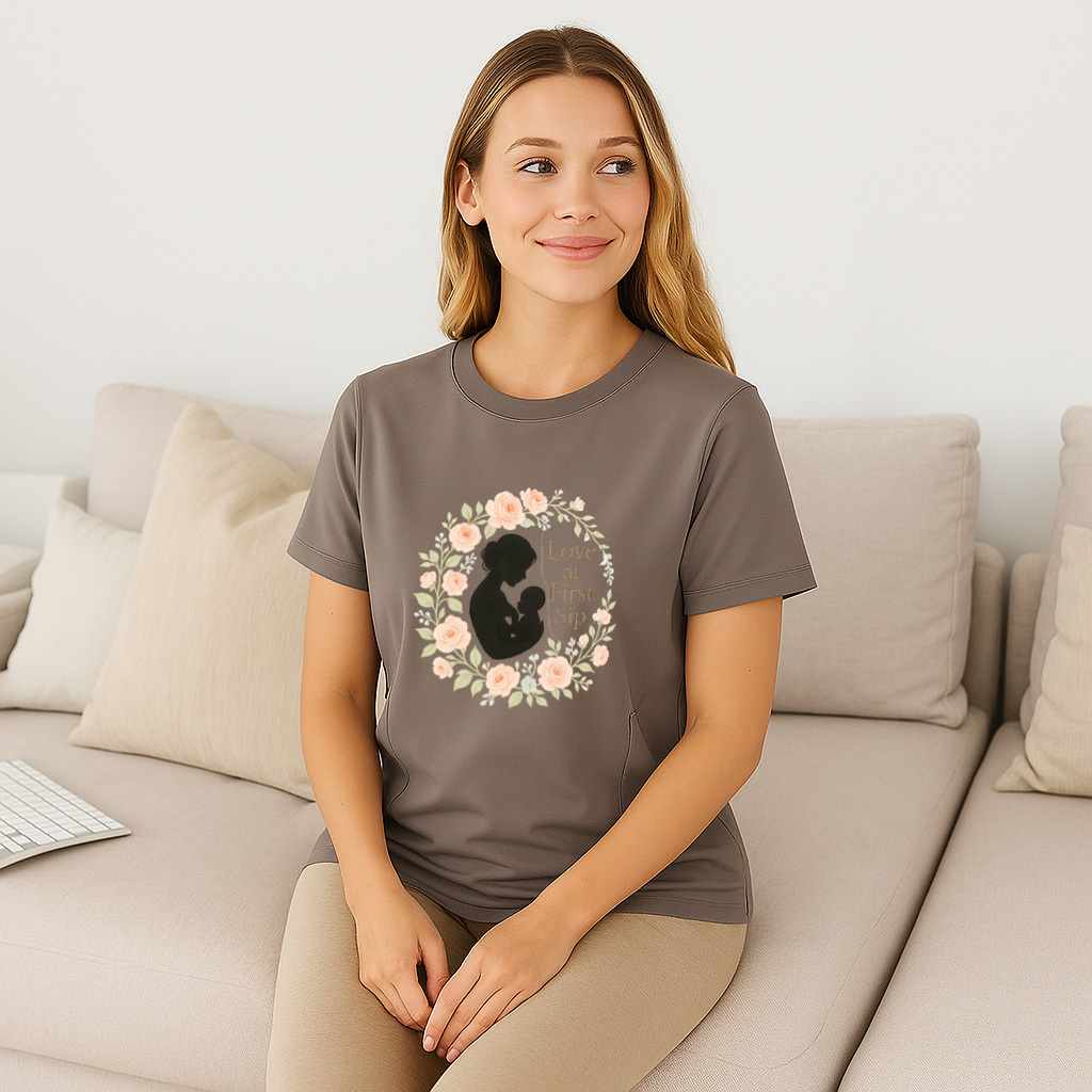 Discreet Nursing Tee | "Love at First Sip" Slogan | Eas | brand