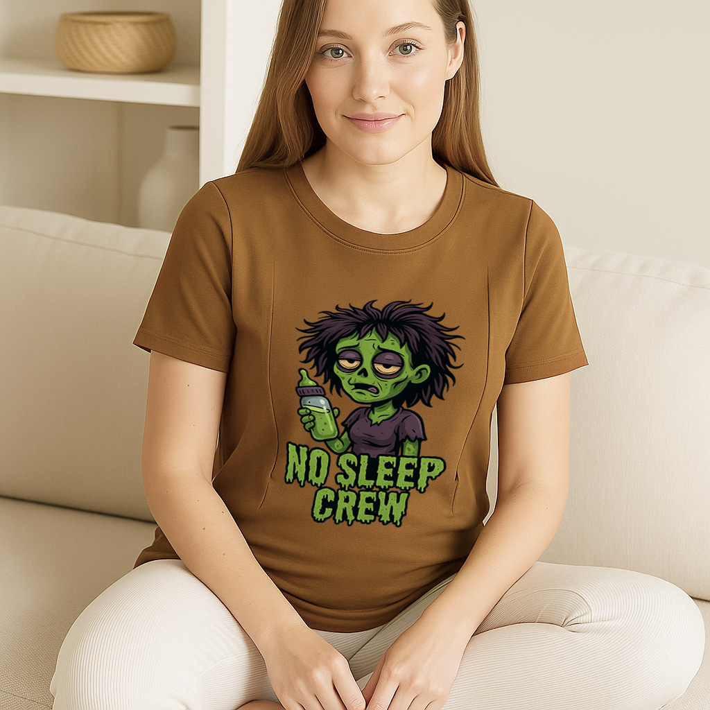 Breastfeeding T-Shirt with Zippers | "No Sleep Crew" Co | brand