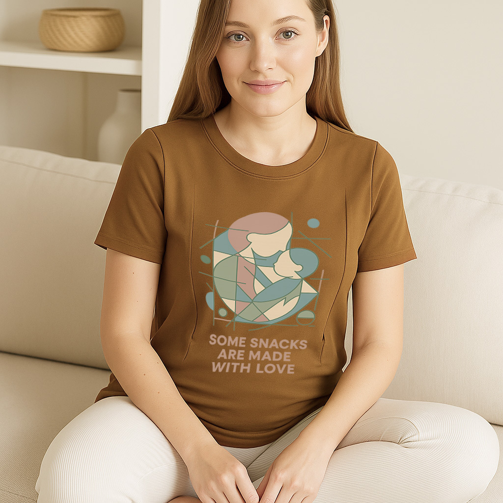 New Mom Gift | "Snacks Made with Love" Zipper Nursing Shirt