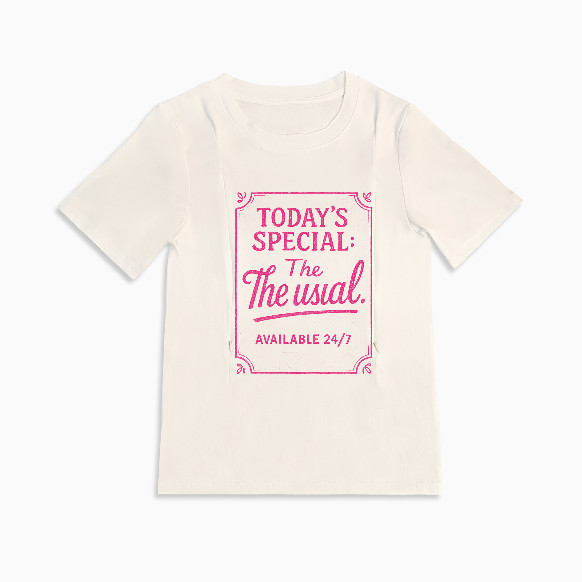 24/7 Diner Graphic Tee for Moms | Hidden Zipper Nursing Access