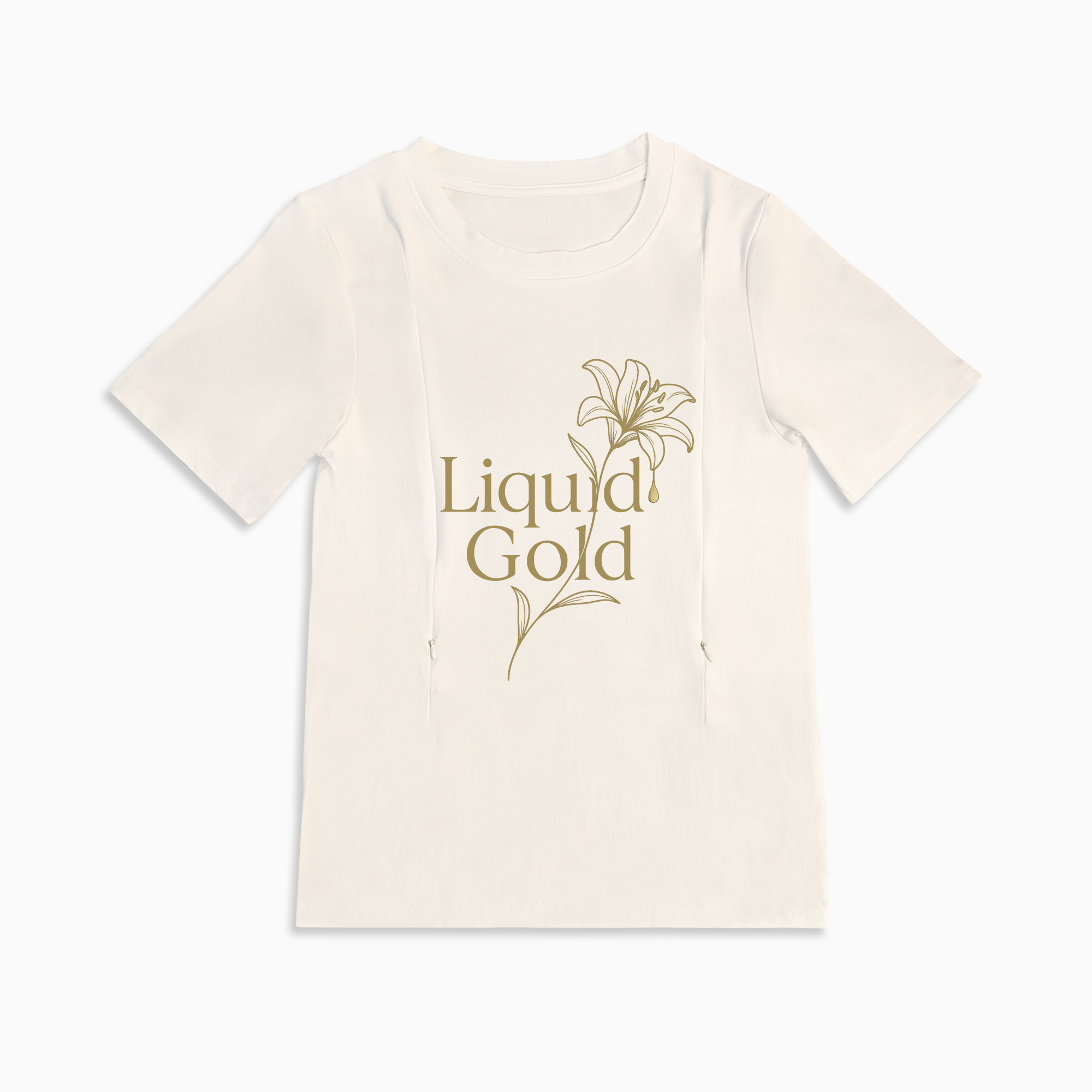 Side Zip Nursing T-shirt | Liquid Gold Design | For New Moms