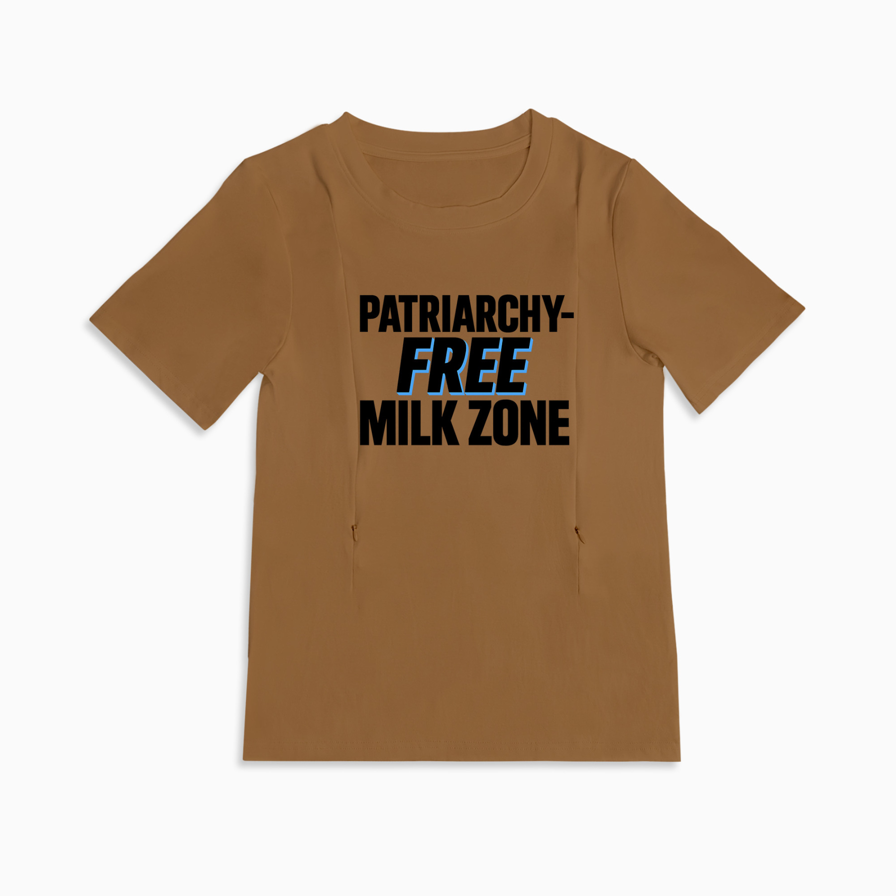 Soft Cotton Nursing Tee | Patriarchy-Free Milk Zone | Discreet Zipper