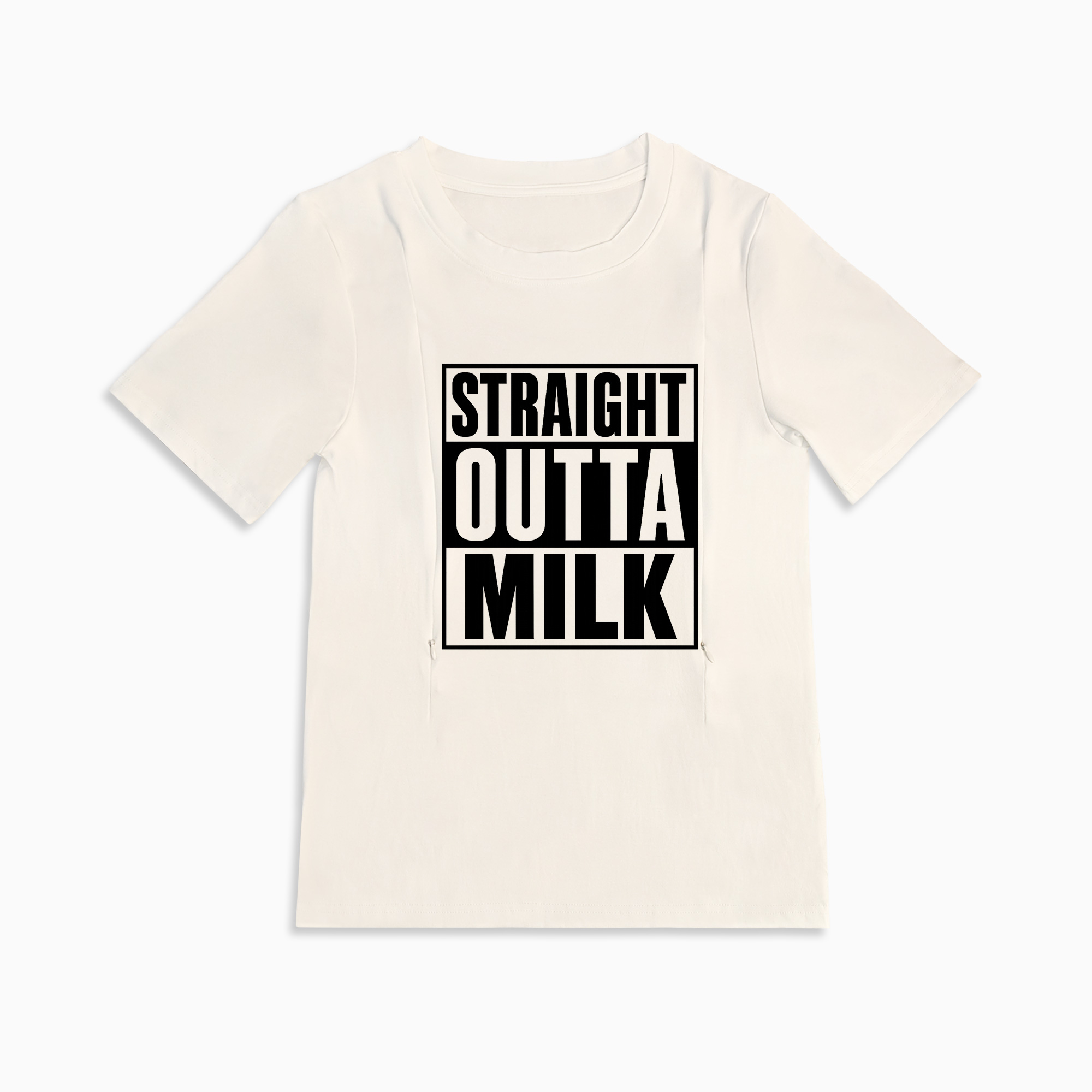 Side Zipper Nursing Top | Straight Outta Milk Slogan | 95% Cotton