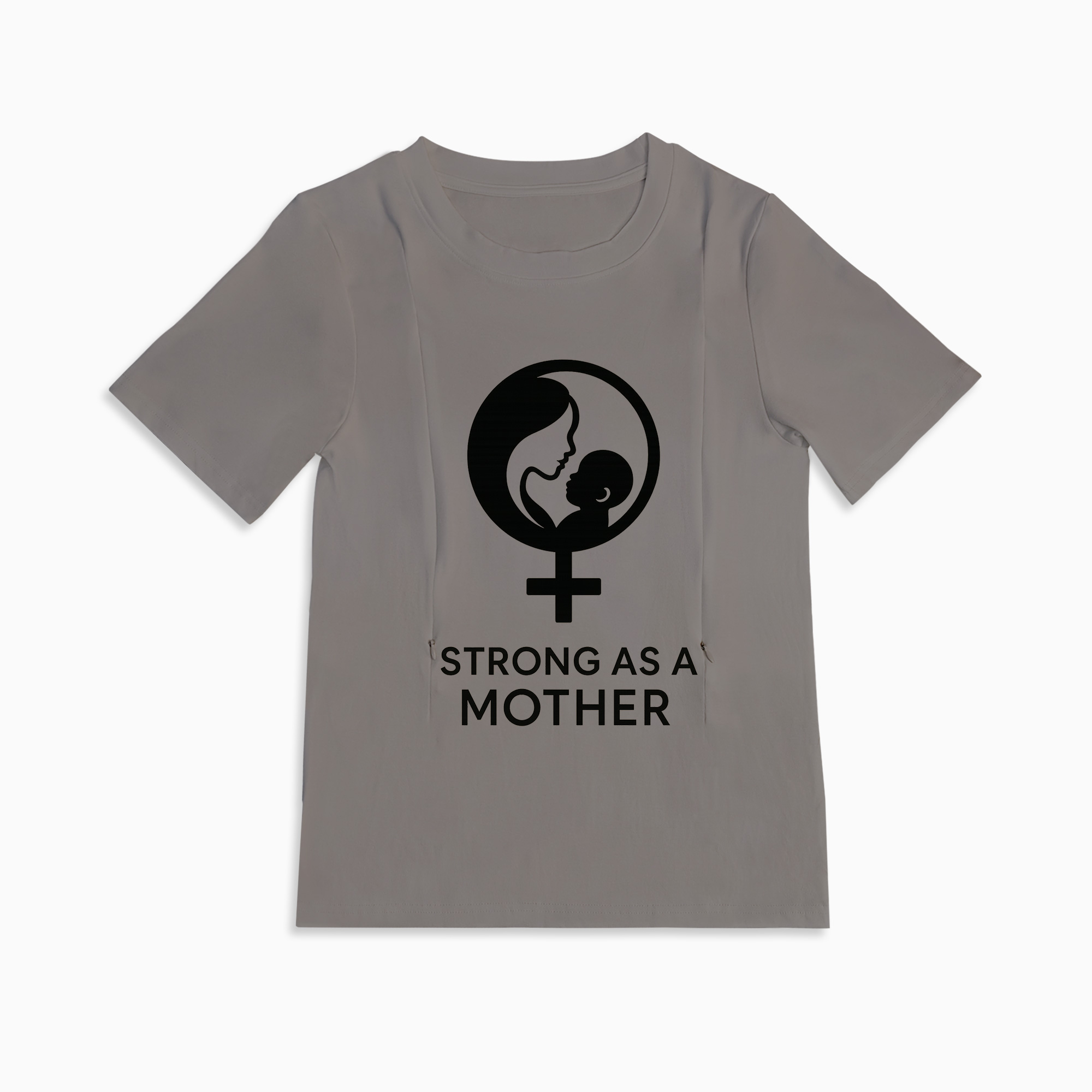 Strong as a Mother Graphic Tee for Nursing | Hidden Zippers for Moms