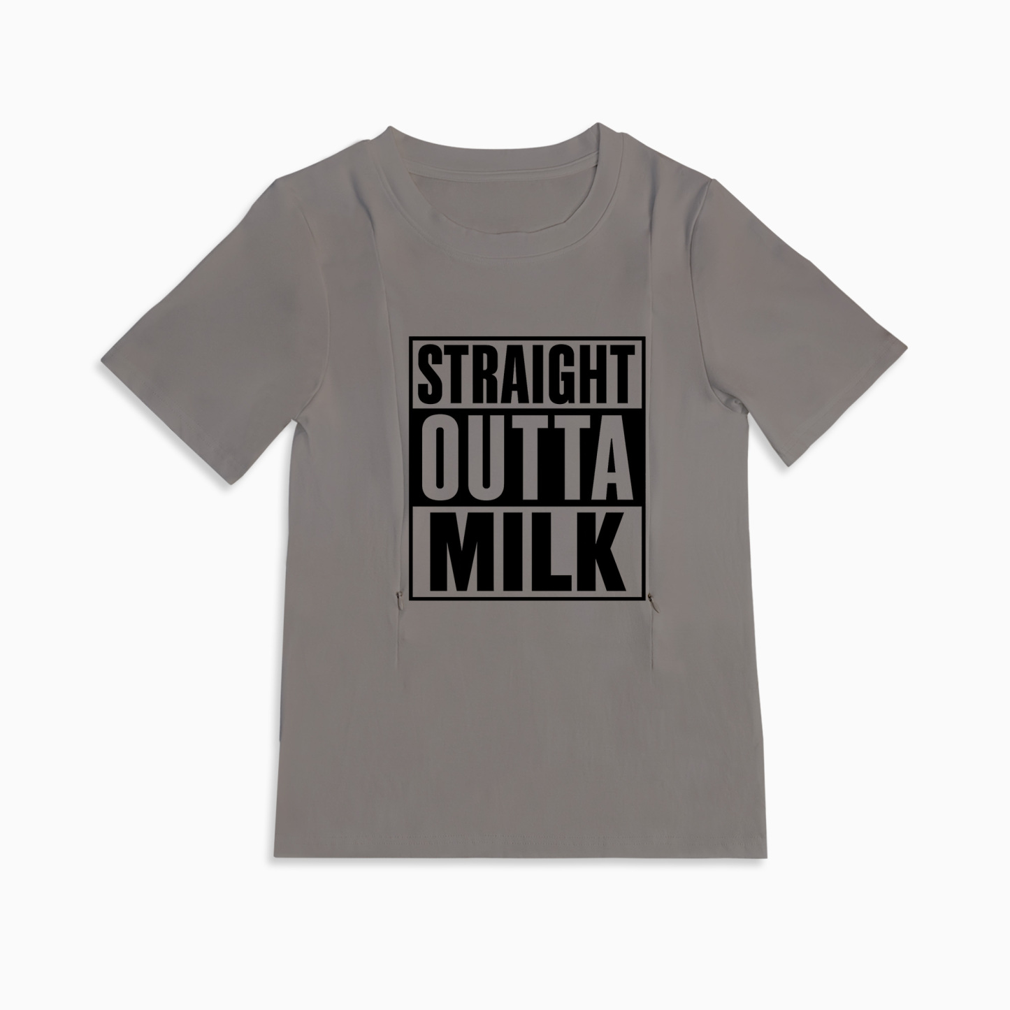 Side Zipper Nursing Top | Straight Outta Milk Slogan | 95% Cotton