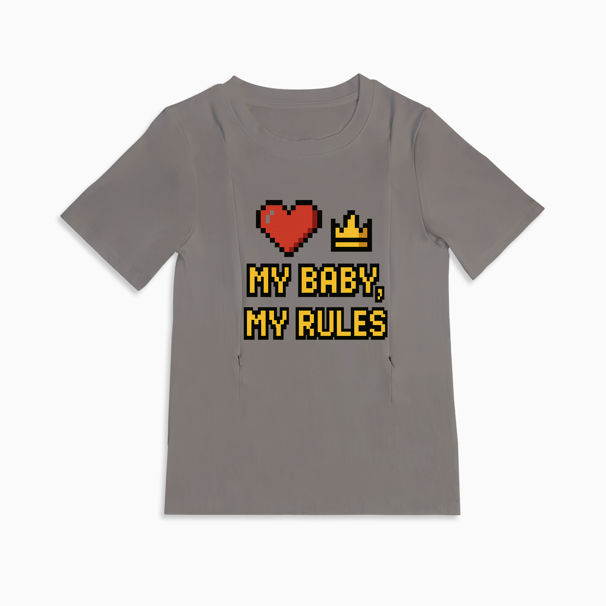 Gift for New Mom | "My Baby My Rules" Nursing T-Shirt with Zippers