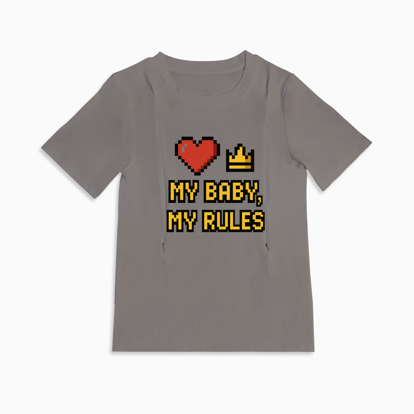 Gift for New Mom | "My Baby My Rules" Nursing T-Shirt with Zippers