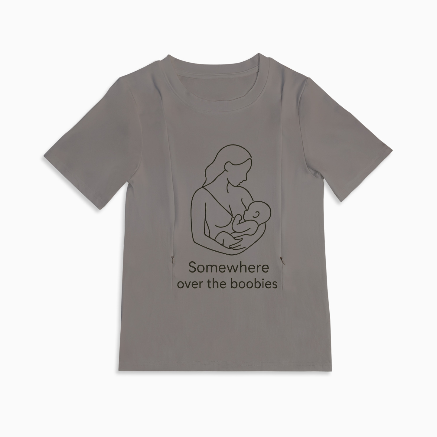 Gift for New Mom | "Somewhere Over the Boobies" Zipper Nursing Tee