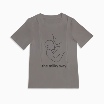 Funny Gift for New Mom | "The Milky Way" Zippered Nursing T-Shirt