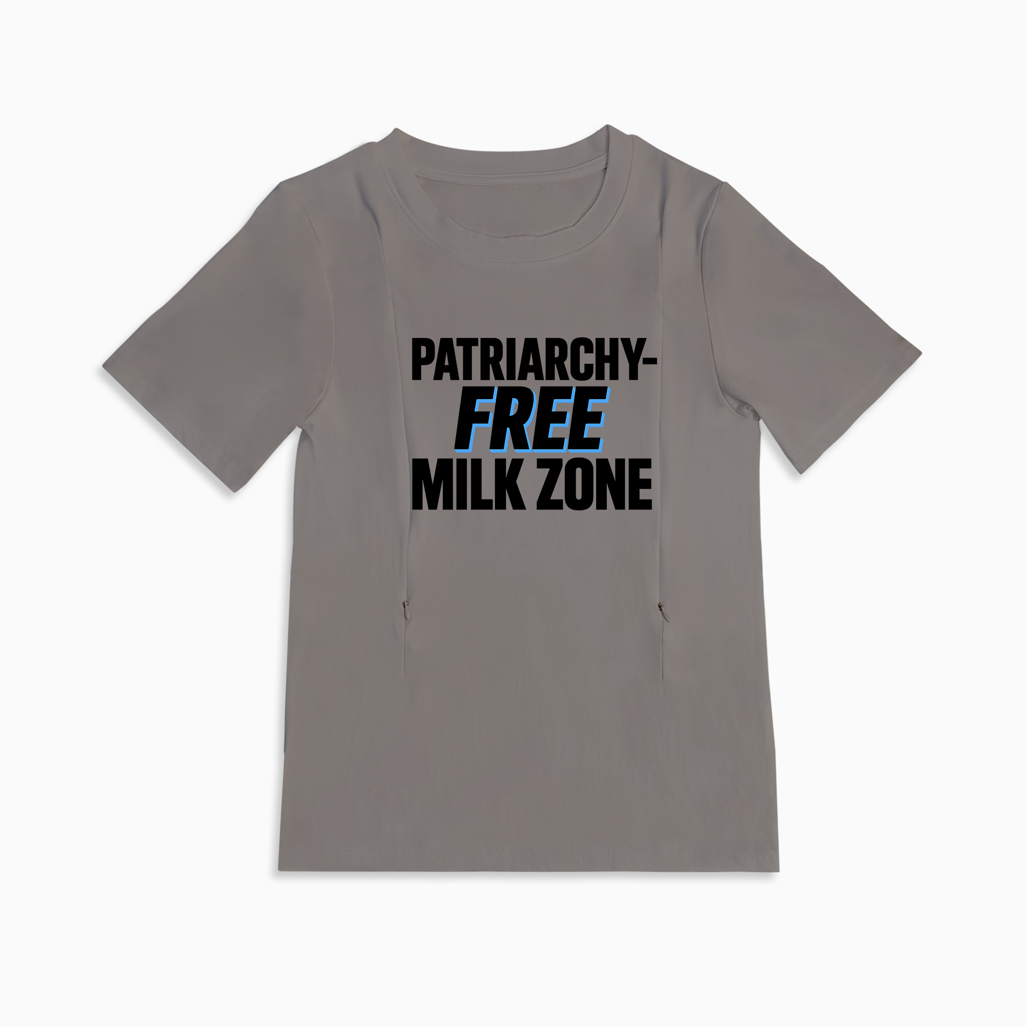 Soft Cotton Nursing Tee | Patriarchy-Free Milk Zone | Discreet Zipper