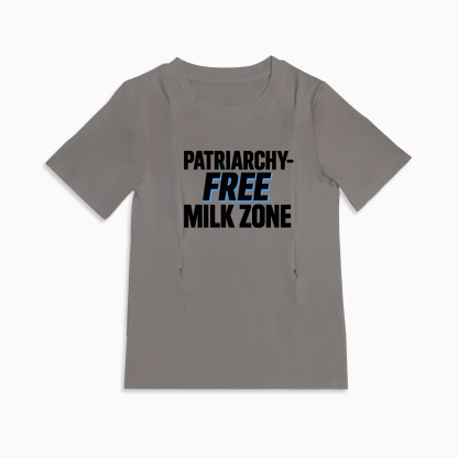 Soft Cotton Nursing Tee | Patriarchy-Free Milk Zone | Discreet Zipper
