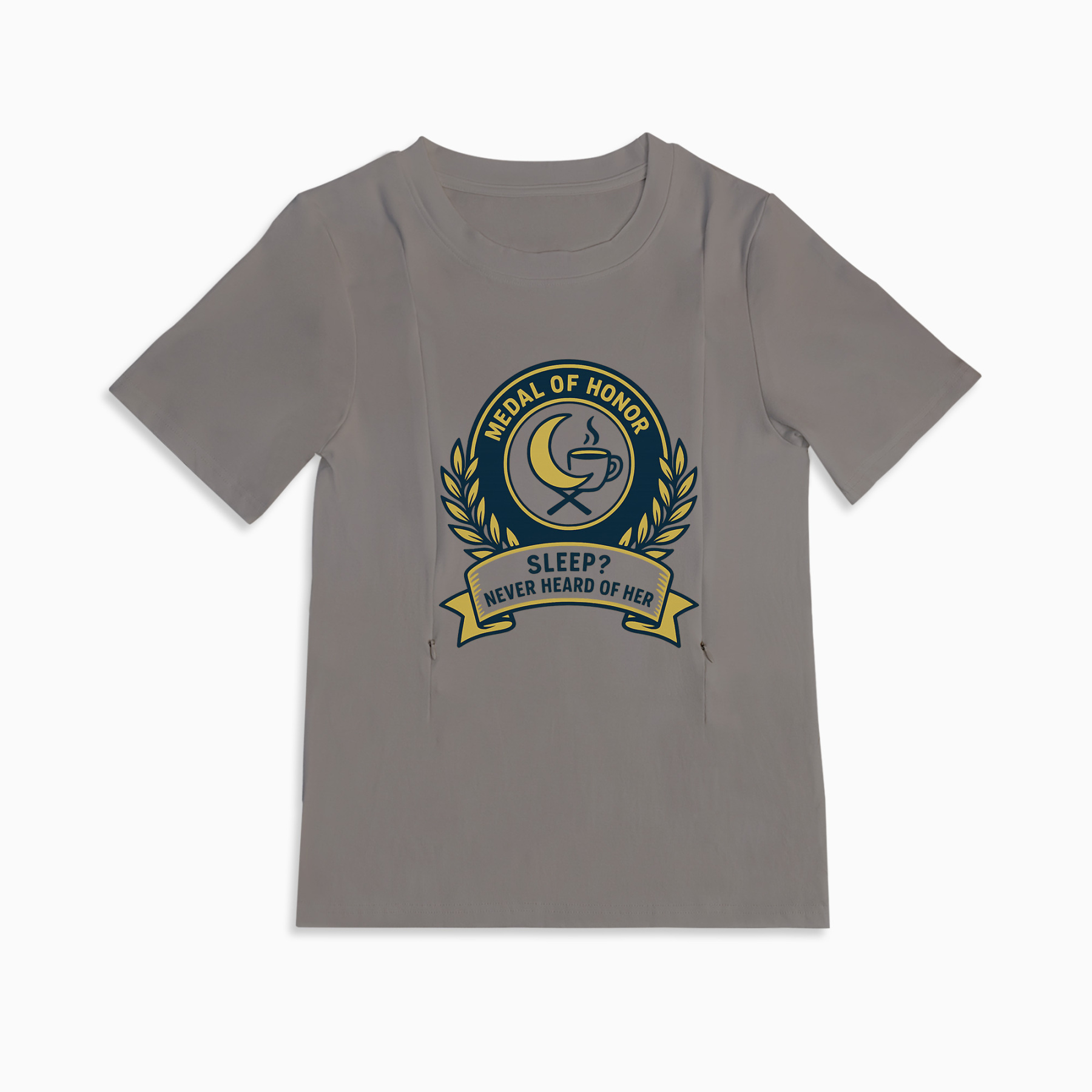 "Sleep? Never Heard of Her" Tee | Discreet Zippers for Nursing Mamas