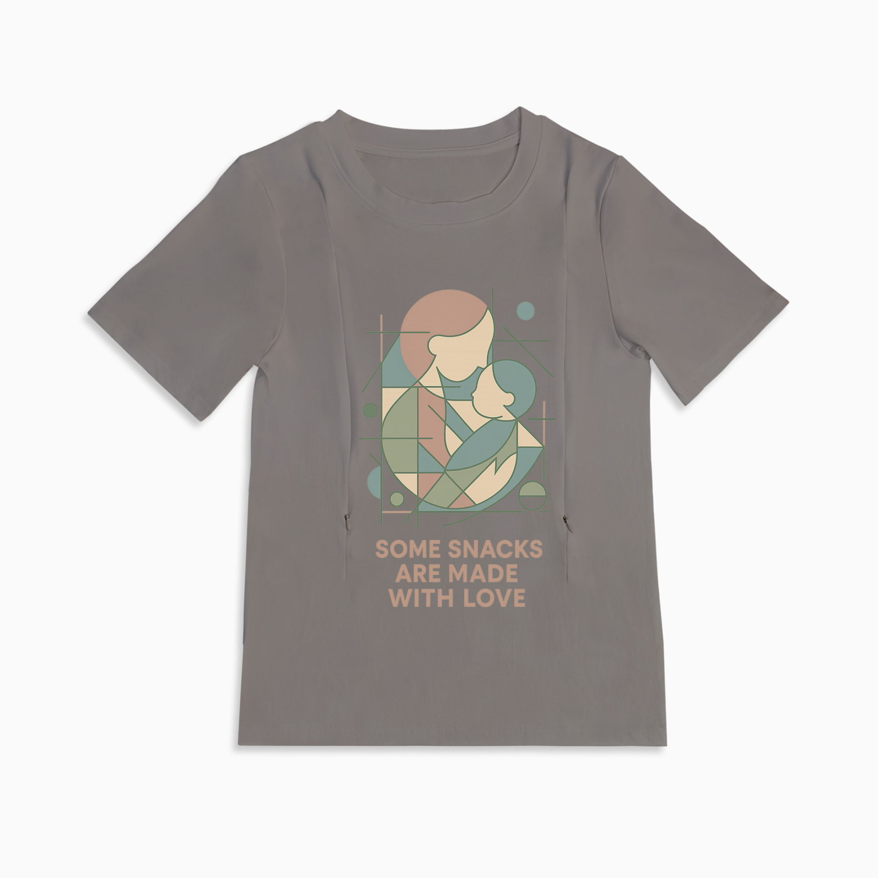 New Mom Gift | "Snacks Made with Love" Zipper Nursing Shirt