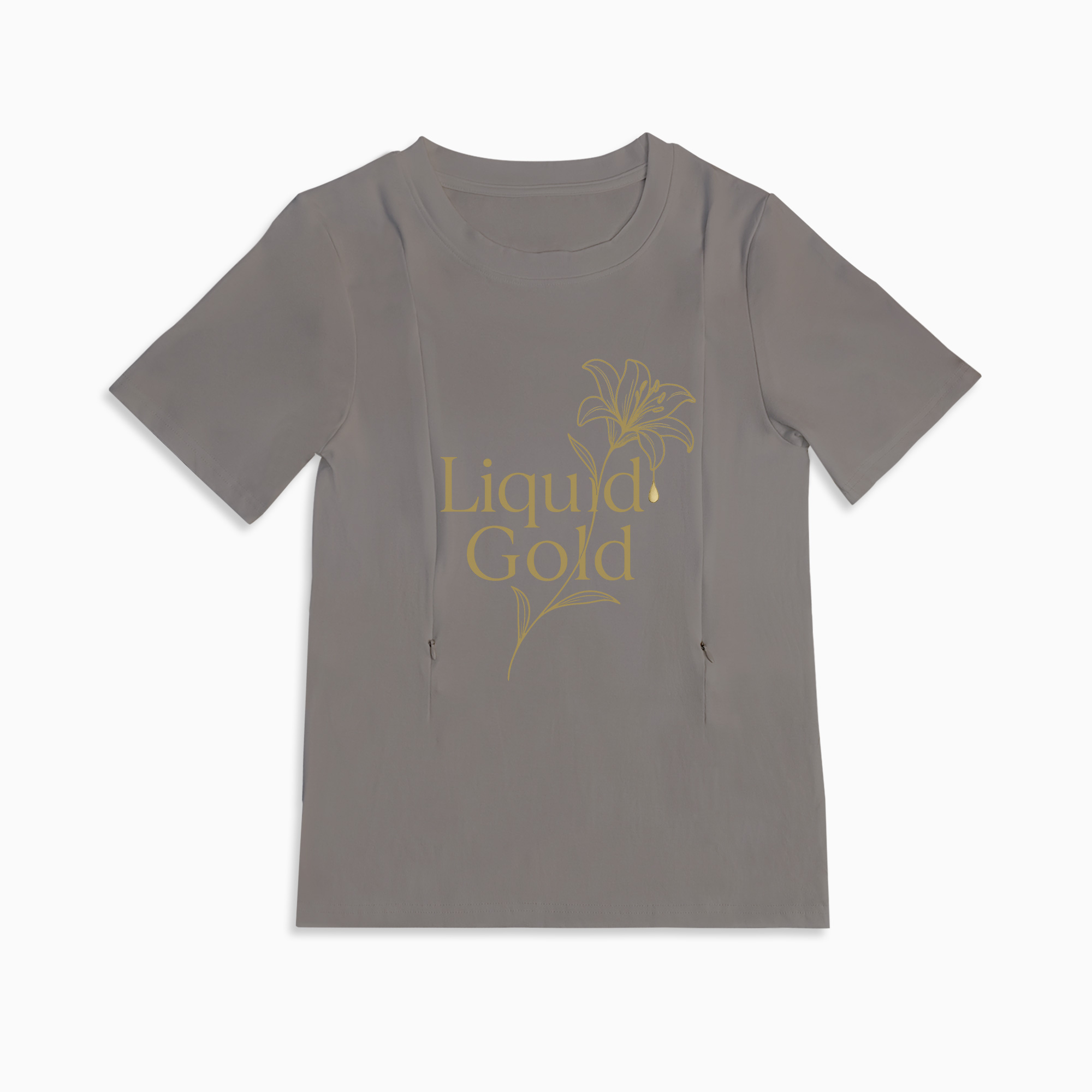 Side Zip Nursing T-shirt | Liquid Gold Design | For New Moms