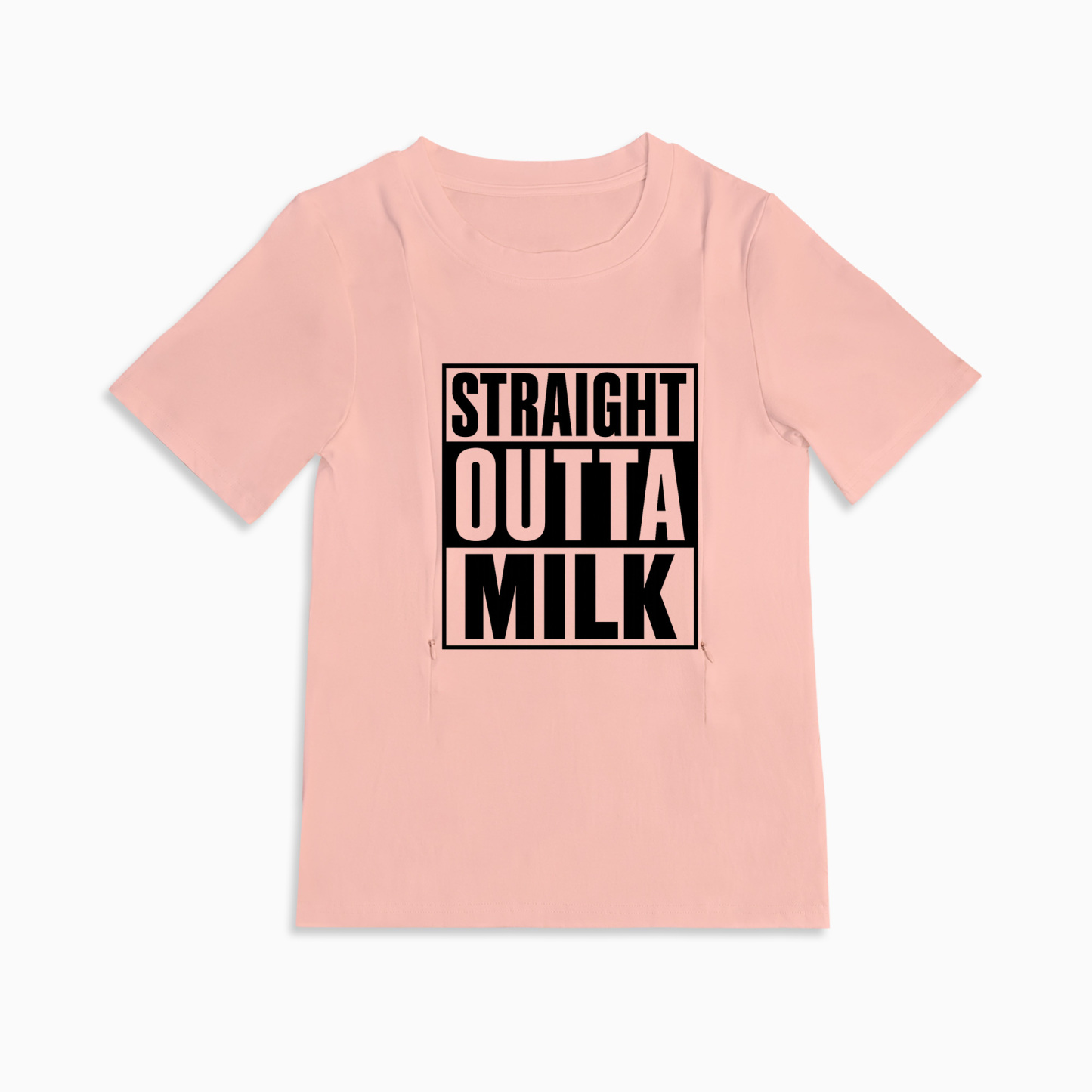 Side Zipper Nursing Top | Straight Outta Milk Slogan | 95% Cotton