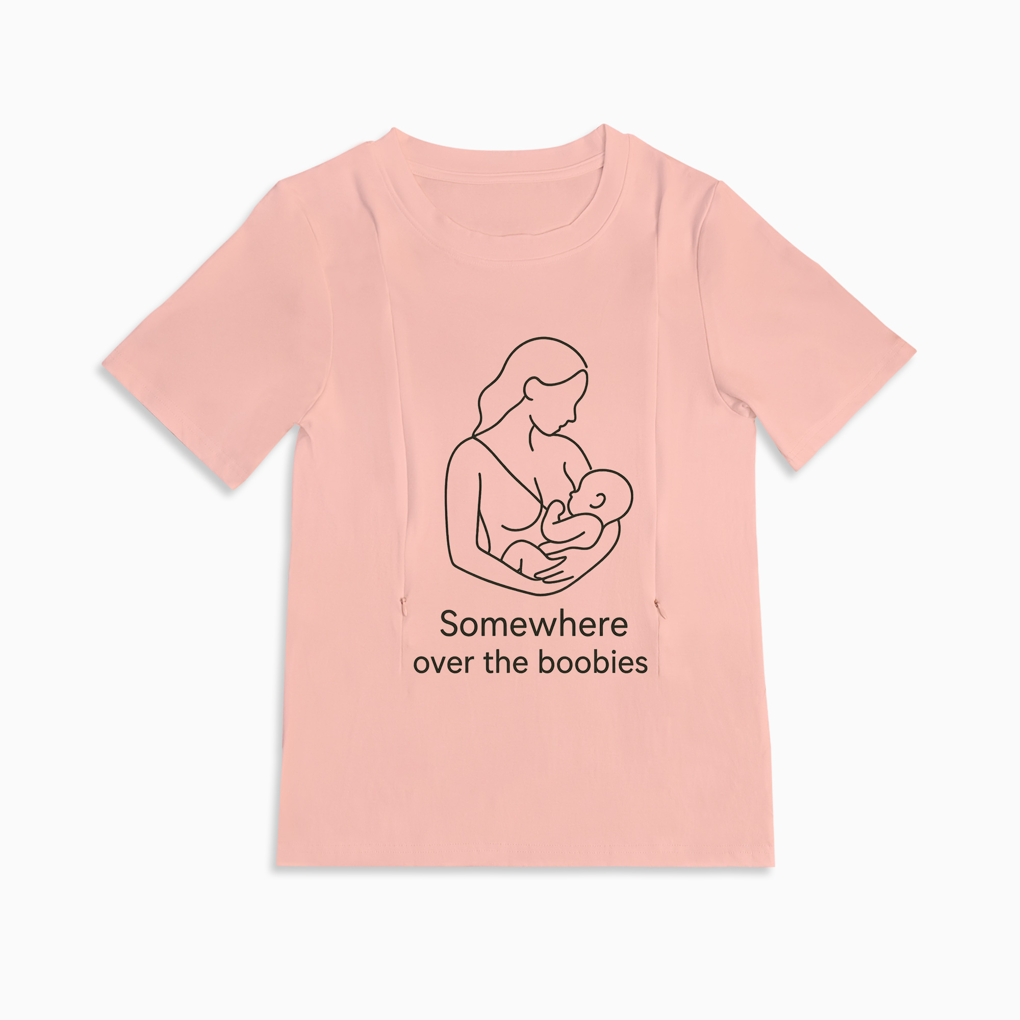 Gift for New Mom | "Somewhere Over the Boobies" Zipper Nursing Tee
