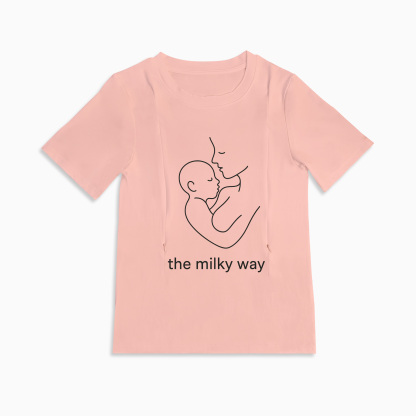 Funny Gift for New Mom | "The Milky Way" Zippered Nursing T-Shirt