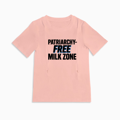 Soft Cotton Nursing Tee | Patriarchy-Free Milk Zone | Discreet Zipper