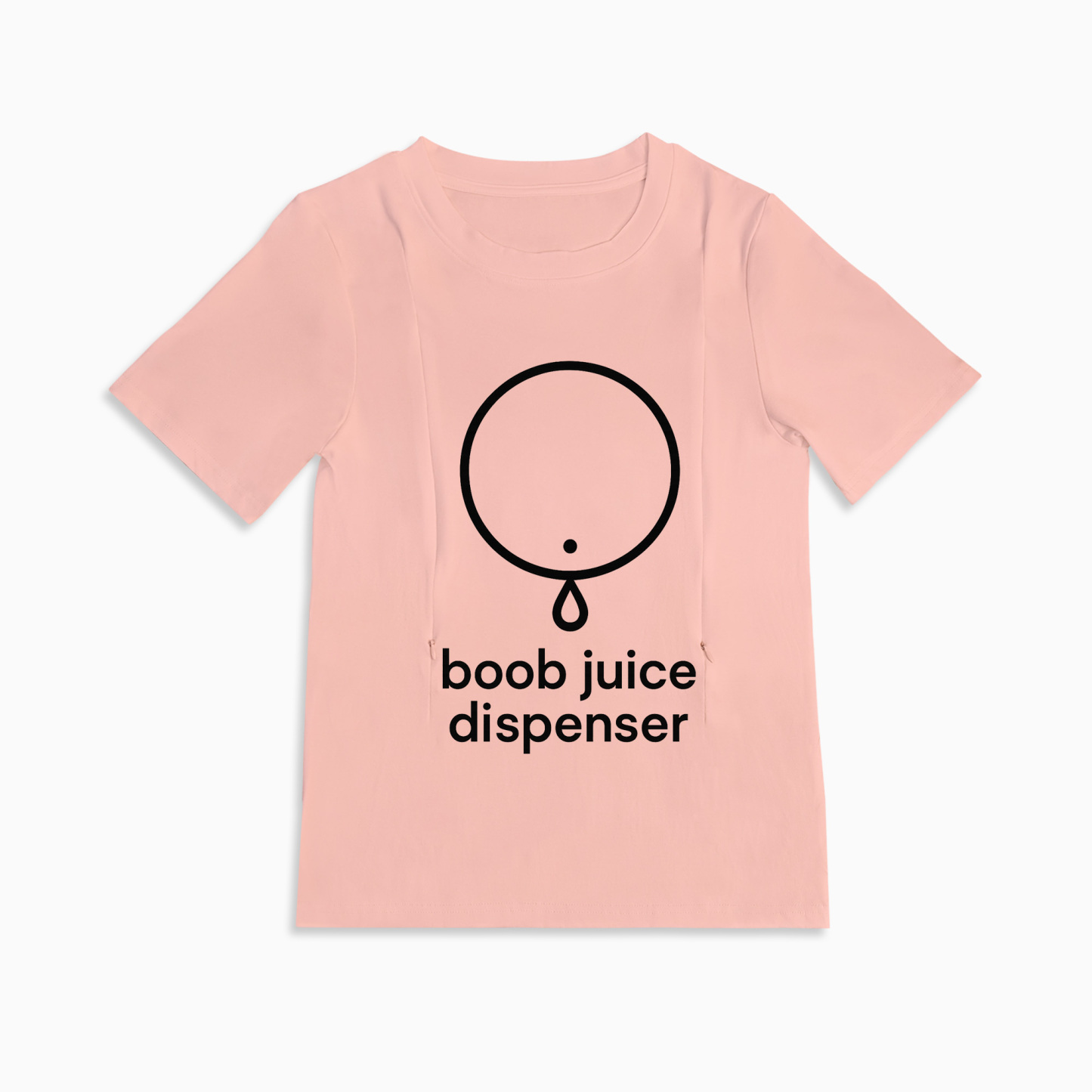 Soft Cotton Nursing Tee | Boob Juice Dispenser | Discreet Zippers