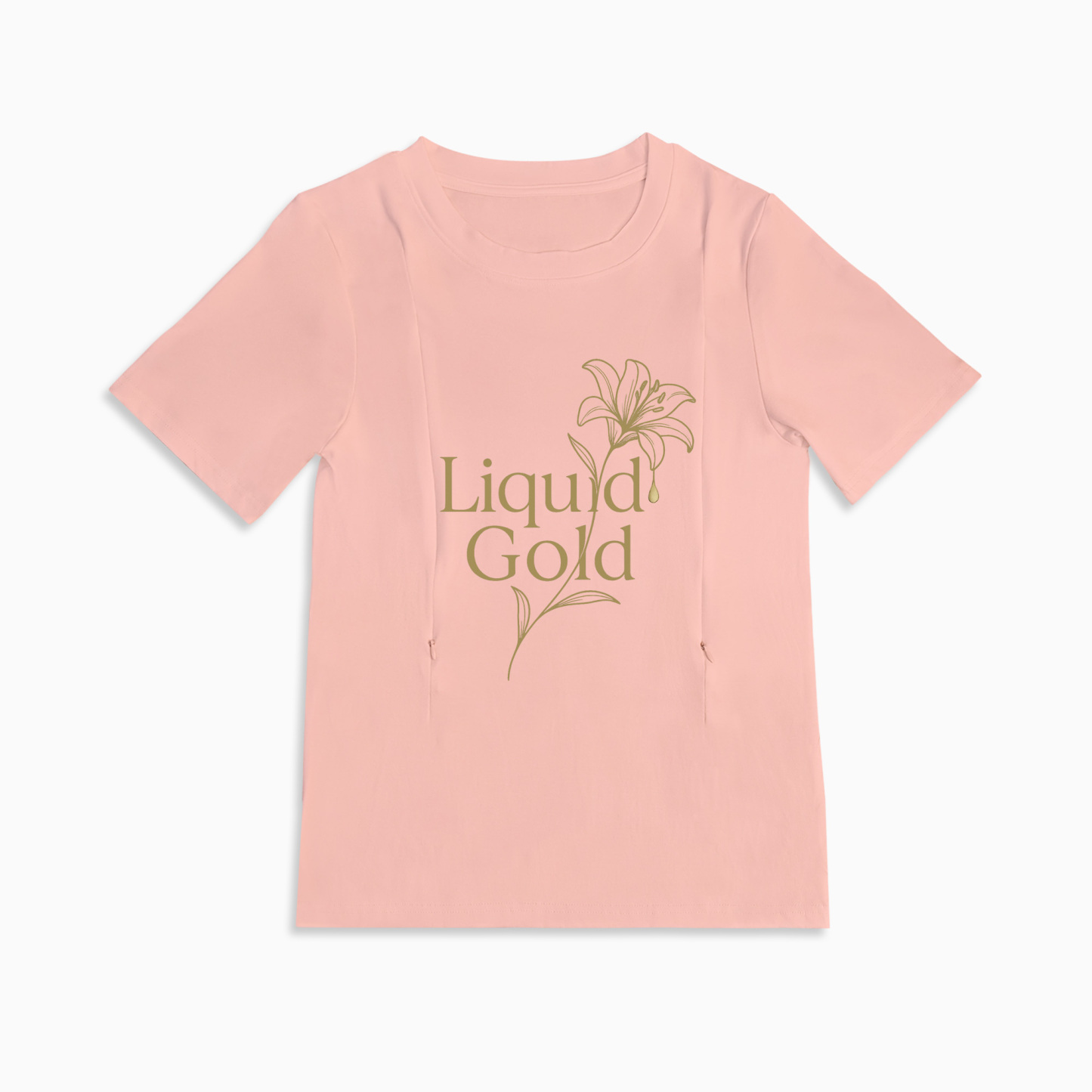 Side Zip Nursing T-shirt | Liquid Gold Design | For New Moms