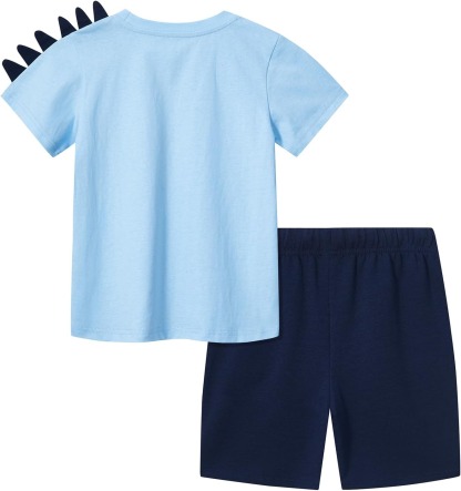 2pcs Toddler Boys Dinosaur Print Short Sleeve T-Shirt & Shorts