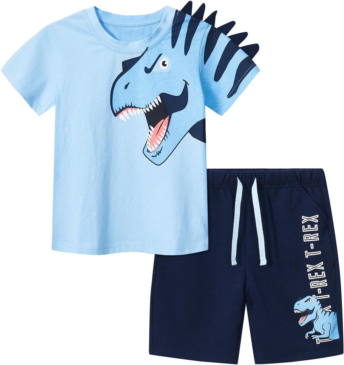 2pcs Toddler Boys Dinosaur Print Short Sleeve T-Shirt & Shorts