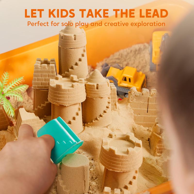 Children's Architecture-Themed Sensory Sandpit Play Set& Trucks for Kids 3+
