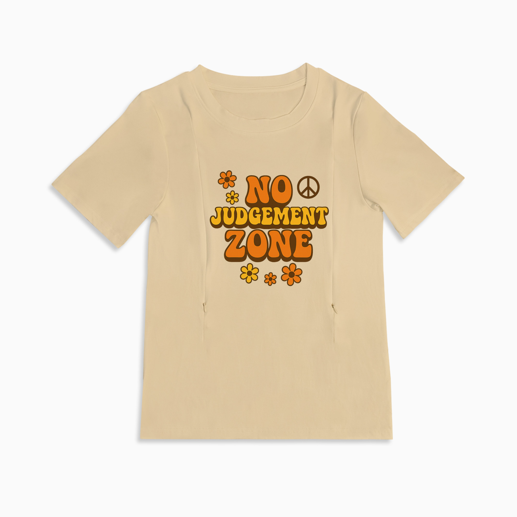 Zipper Nursing T-Shirt | "No Judgement Zone" Slogan | Soft Cotton
