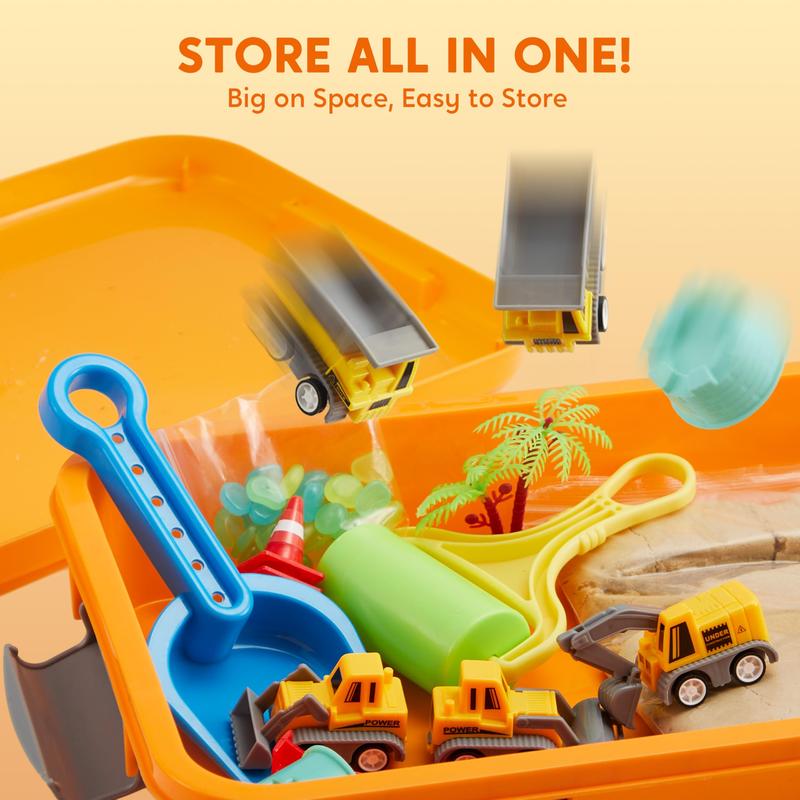 Children's Architecture-Themed Sensory Sandpit Play Set& Trucks for Kids 3+