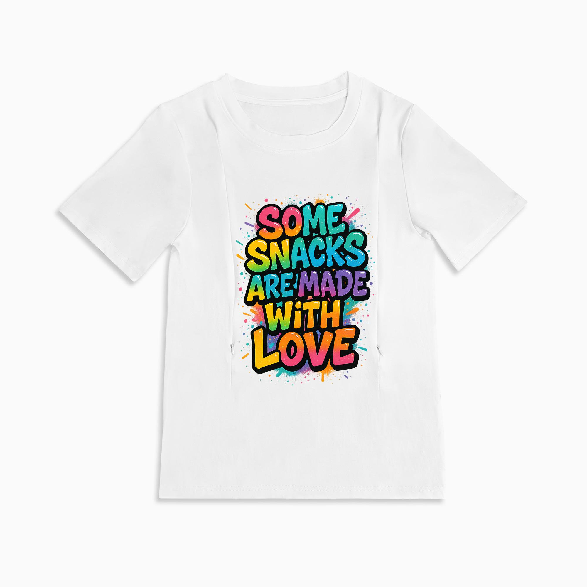 Playful Nursing T-Shirt | Easy Side Zipper Access | "Snacks Made with Love"