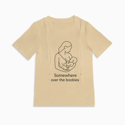Gift for New Mom | "Somewhere Over the Boobies" Zipper Nursing Tee