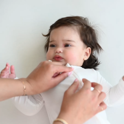 Baby Zipper Rompers in Cloud