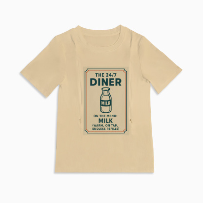 Funny Nursing Tee "24/7 Diner" | Cotton Shirt with Zipper Access